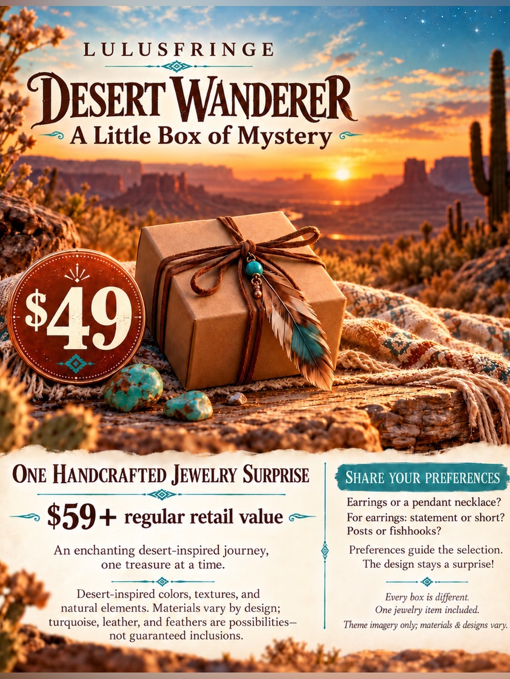 Desert Wanderer Handmade Boho Jewelry Mystery Box • $59+ Value